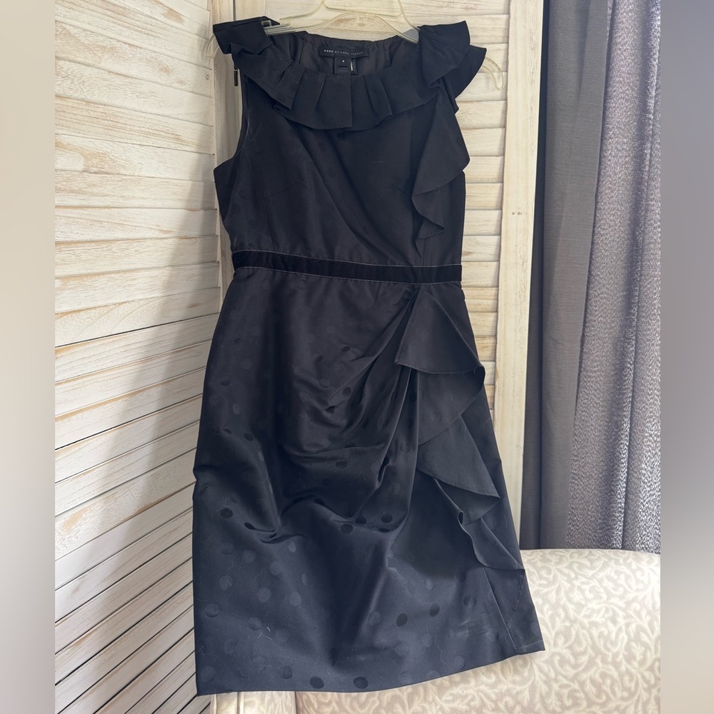 Marc By Marc Jacobs Black Ruffle Midi Dress